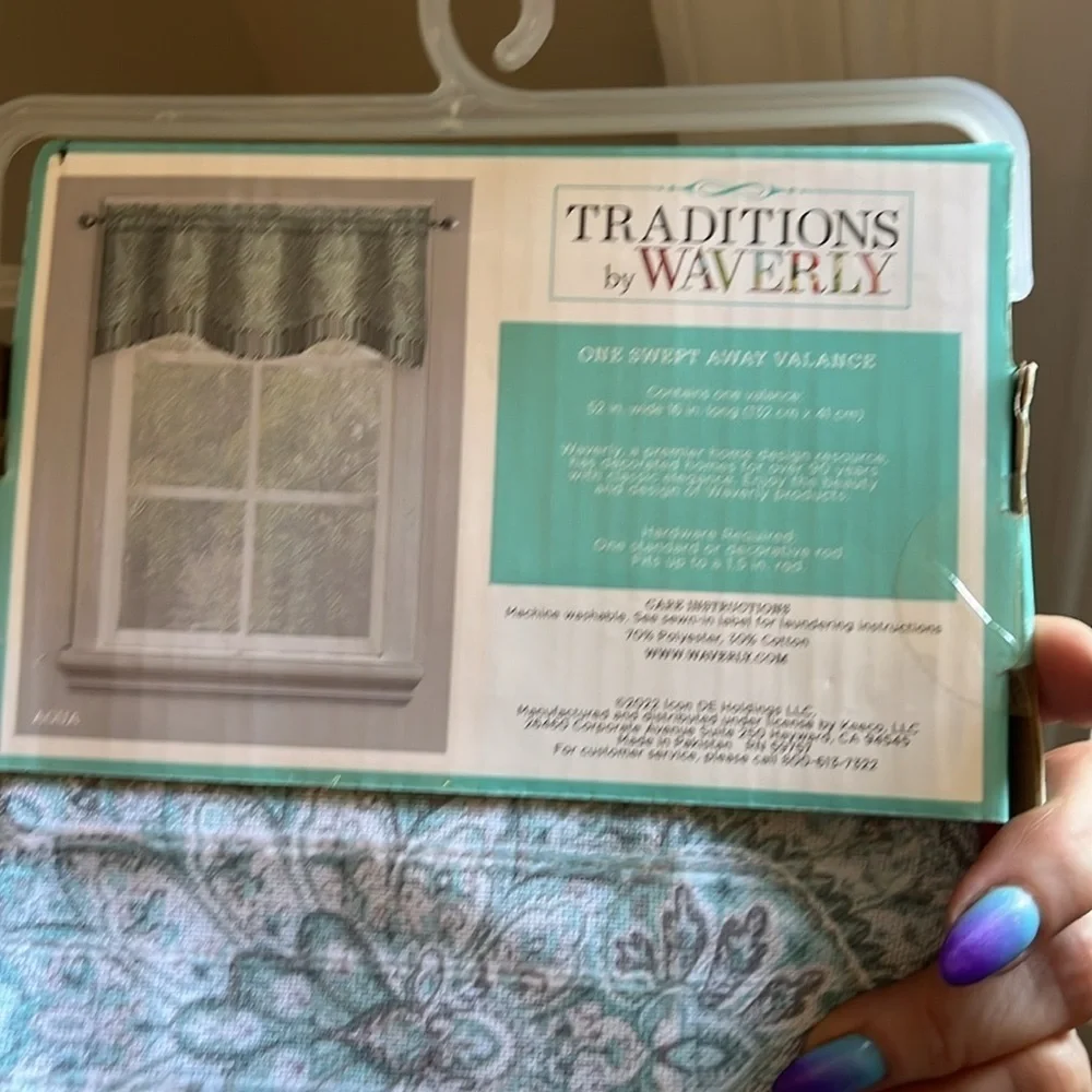 Three 3 Traditions by Waverly Swept Away Valances NWT Aqua 52” x 16”